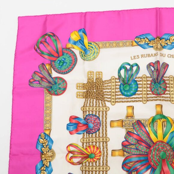 Hermès Carré 90 Les Rubans Du Cheval Silk Scarf Pink - Picture 2 of 6